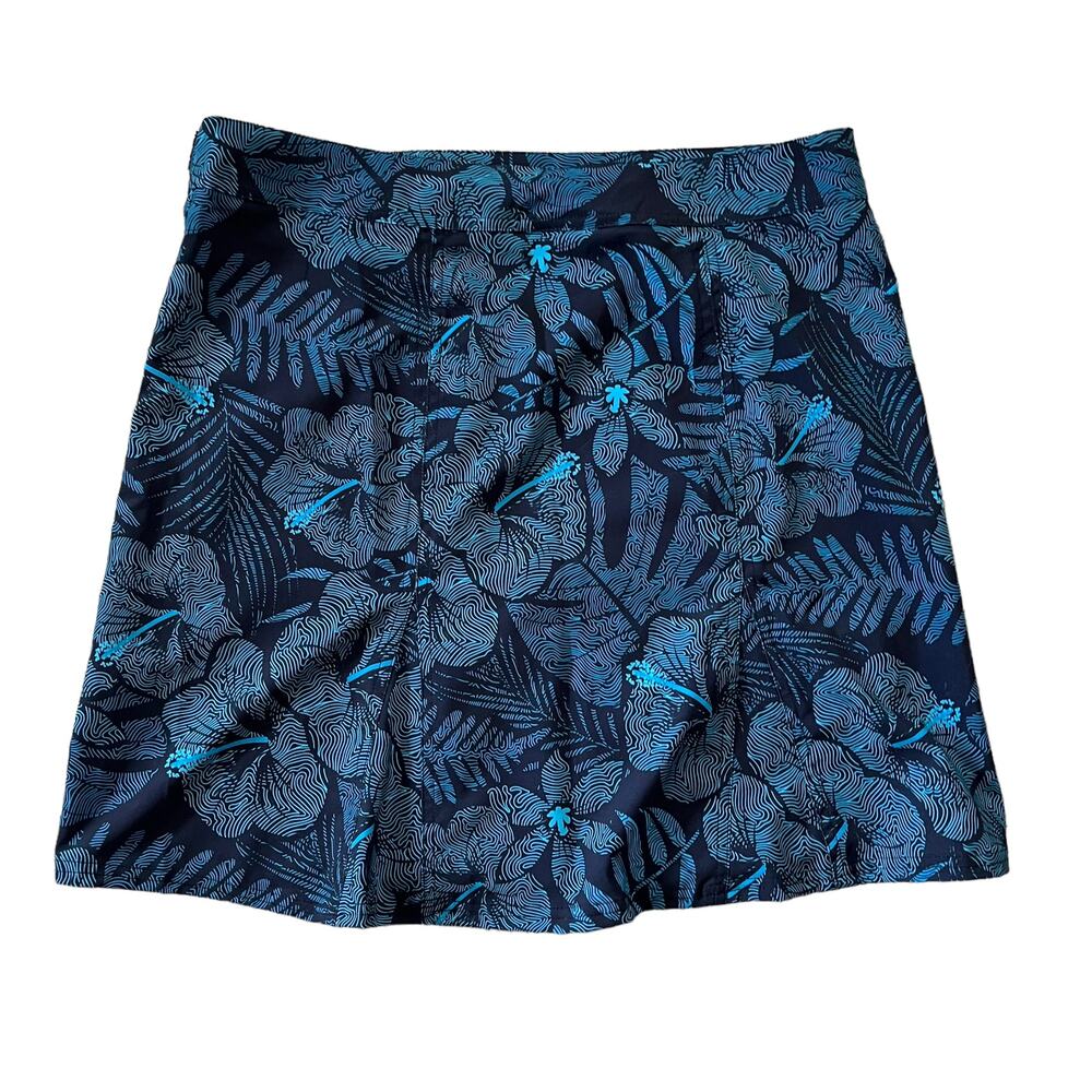 Rip Skirt Hawaii Blue Floral Wrap Skirt Size Large EUC